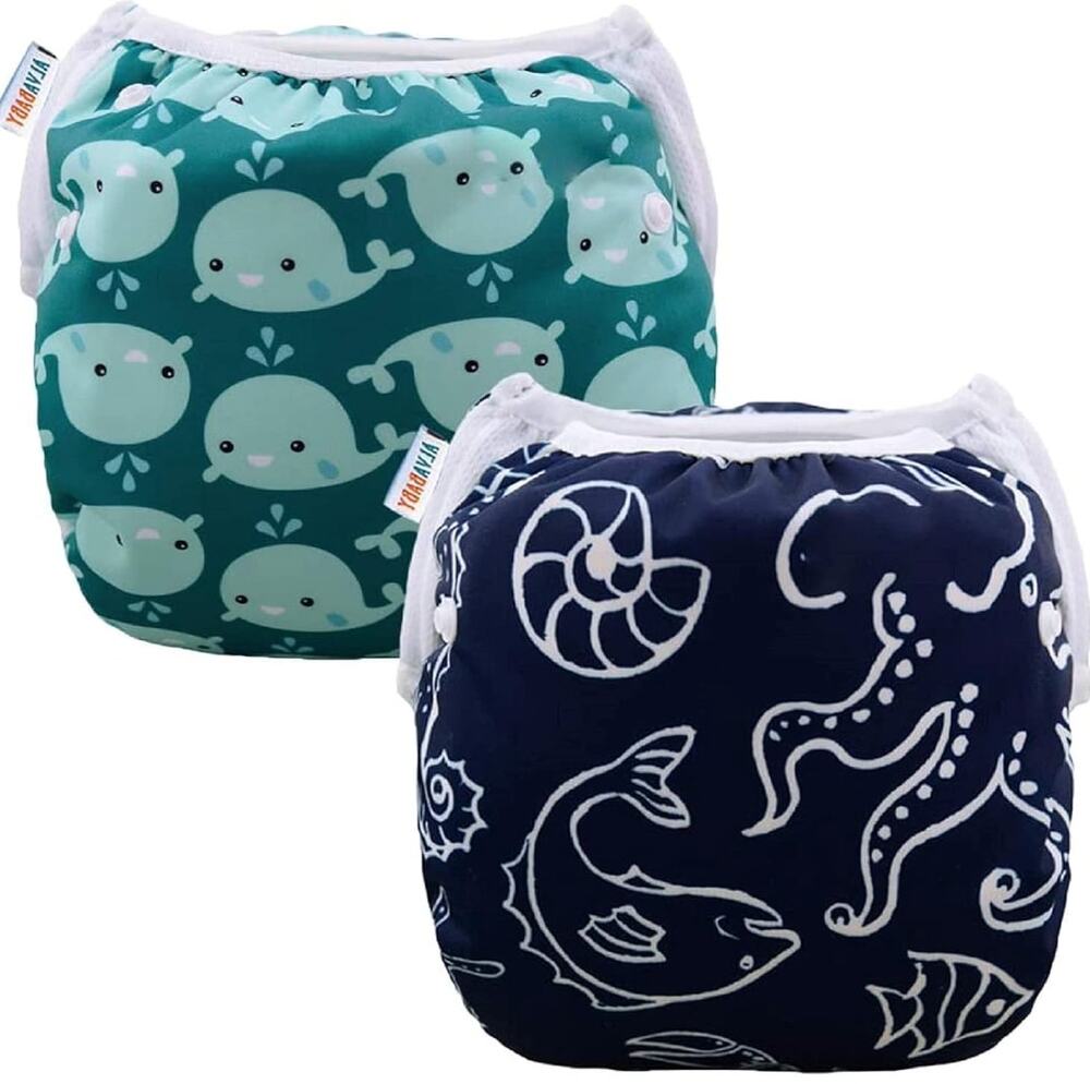 NEW 2pcs ALVABABY Swim Diapers nap One Size Reusable Adjustable Washable